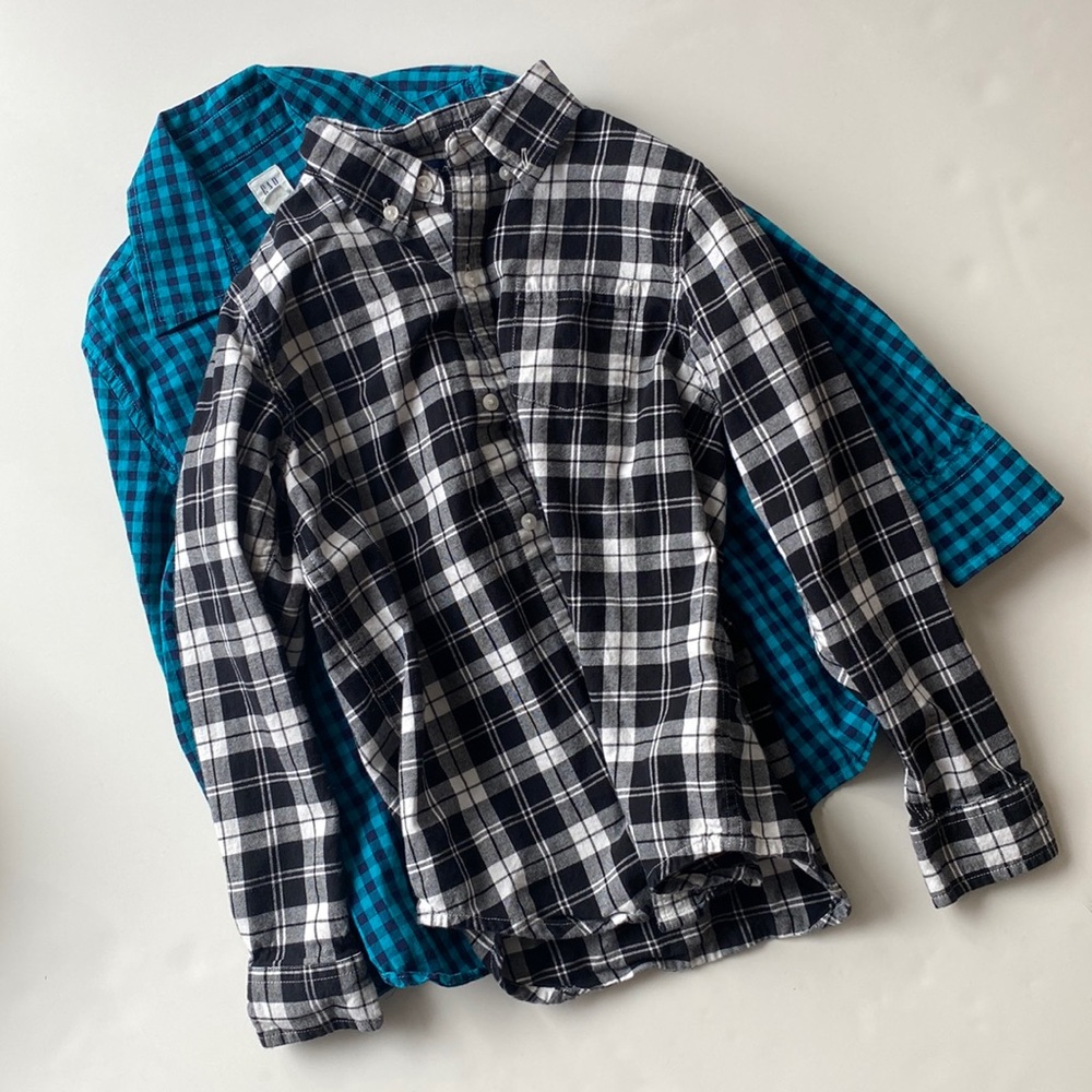 Bundle of 2 plaid boys dress shirts